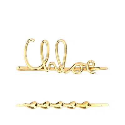 Chloé Chloe Women Gold Metal Chloe Iconic Hair Clips In Metallic