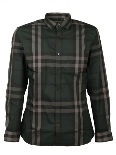 Burberry Slim Checked Shirt In Green