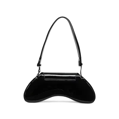 Diesel Curved Black Play Clutch With Glossy Finish And Magnetic Closure In Black