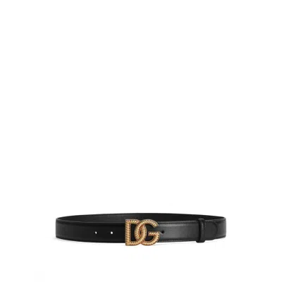 Dolce & Gabbana Dg Logo Belt In Black