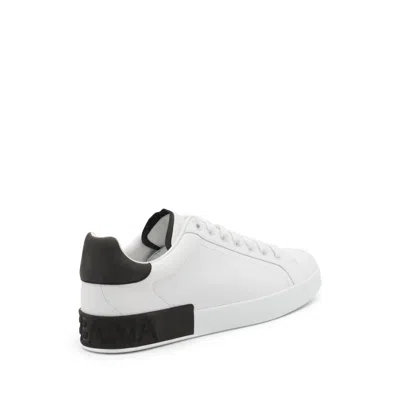 Dolce & Gabbana Portifano Panelled Leather Sneakers In White