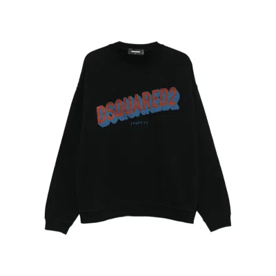 Dsquared2 Logo-print Cotton Sweatshirt In Black
