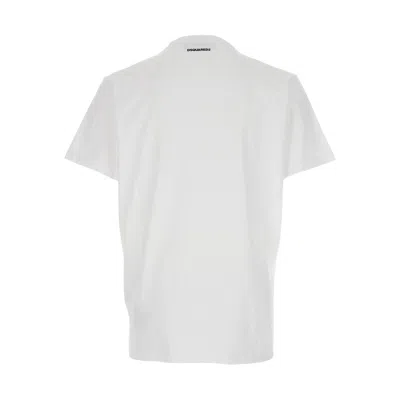 Dsquared2 White T-shirt With Logo On The Front In Cotton Man In White