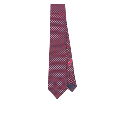 Ferragamo Geometric-pattern Silk Tie Contrast Trim In Multi