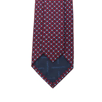 Ferragamo Geometric-pattern Silk Tie Contrast Trim In Multi