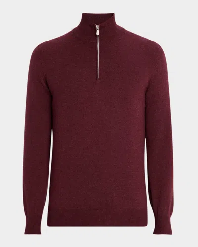 Brunello Cucinelli Half-zip Cashmere Sweater In Brown