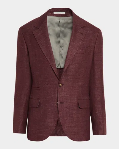 Brunello Cucinelli Silk-blend Blazer In Burgundy