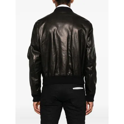 Givenchy Leather Bomber Jacket Puffer Jackets Black