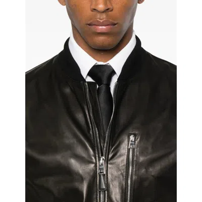 Givenchy Leather Bomber Jacket Puffer Jackets Black