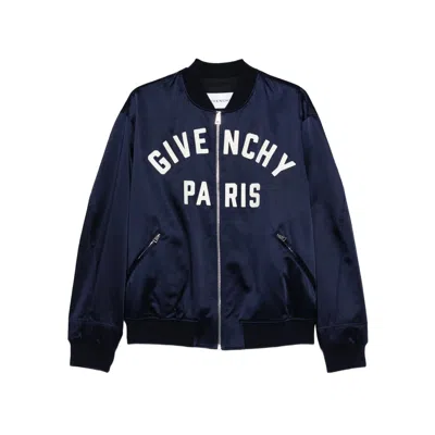 Givenchy Logo Bomber Jacket Puffer Jackets Blue In Multi