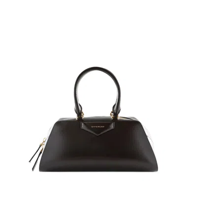 Givenchy Antigona East West Black Mini Handbag With Adjustable And Removable Shoulder Strap And Logo Letterin