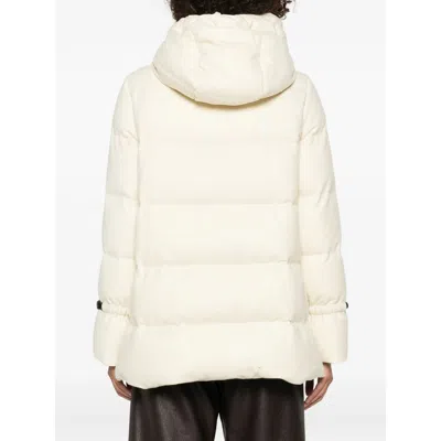 Herno Hooded Medium-length Wool Down Jacket With Zip In White