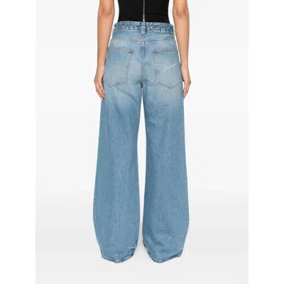 Jacquemus High-waisted Wide-leg Denim Pants With Signature Detail In Blue