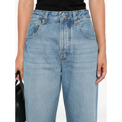 Jacquemus High-waisted Wide-leg Denim Pants With Signature Detail In Blue