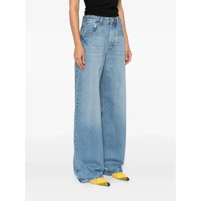 Jacquemus High-waisted Wide-leg Denim Pants With Signature Detail In Blue