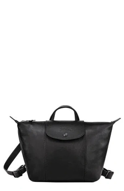 Longchamp Le Pliage Cuir Backpack In Black