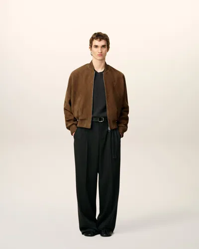 Ami Alexandre Mattiussi Goat Suede Jacket In Brown
