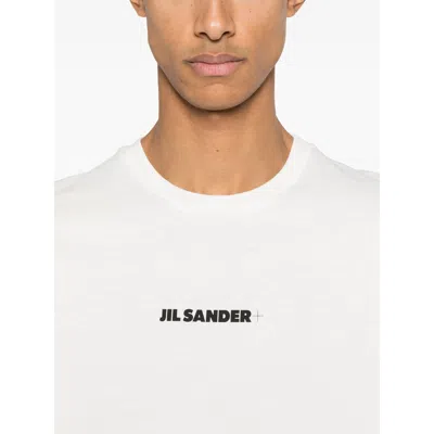 Jil Sander Men White Crewneck T-shirt With Logo Lettering On The Front In Cotton Man