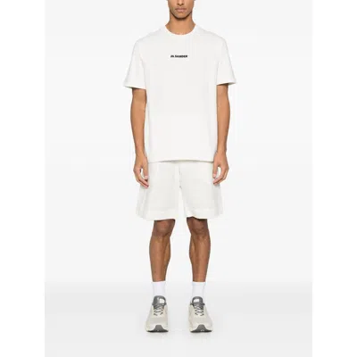 Jil Sander Men White Crewneck T-shirt With Logo Lettering On The Front In Cotton Man