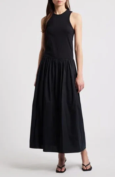 Frame Racer Tank Dress In Black In Blue