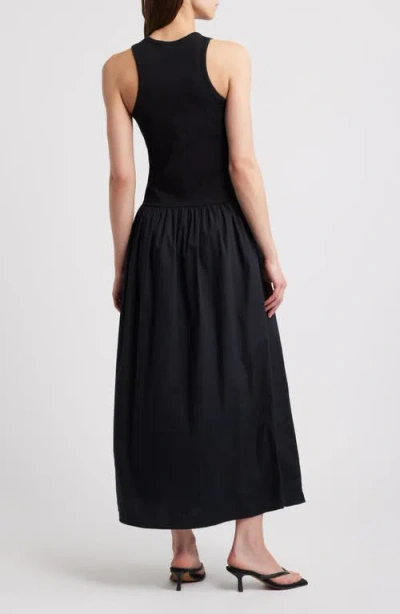 Frame Racer Tank Dress In Black In Blue