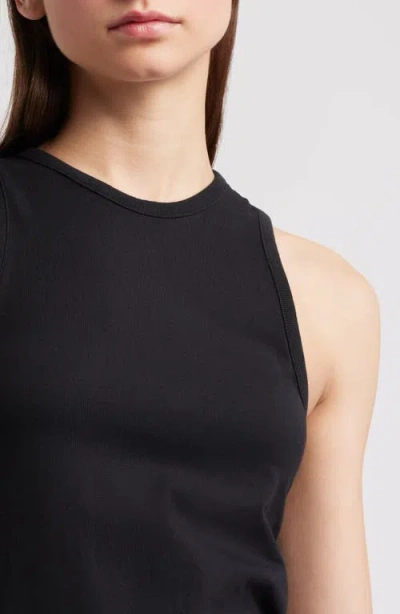 Frame Racer Tank Dress In Black In Blue