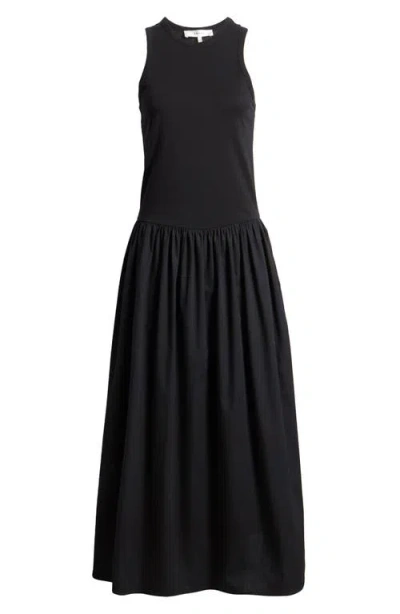 Frame Racer Tank Dress In Black In Blue