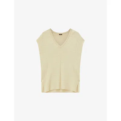 Joseph Womens Affogato Grid-knit Relaxed-fit Viscose-blend Top In Neutral