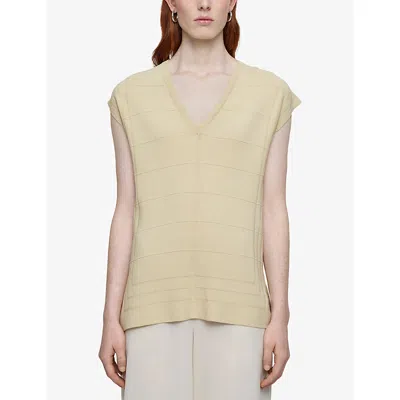 Joseph Womens Affogato Grid-knit Relaxed-fit Viscose-blend Top In Neutral