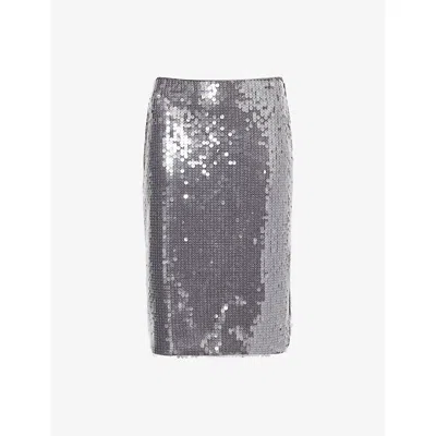 Rotate Birger Christensen Rotate Fitted Grey Skirt With Shimmering Sequin Design