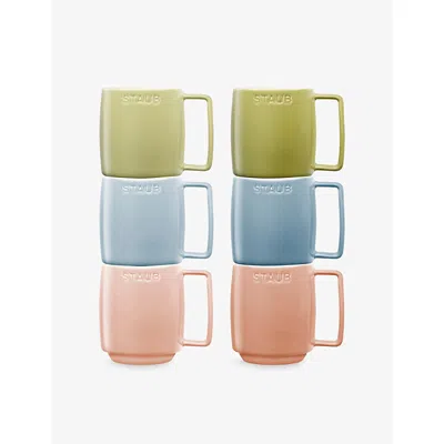Staub Mixed Colours Macaron Set Of Six Ceramic Mugs 350ml In Multi