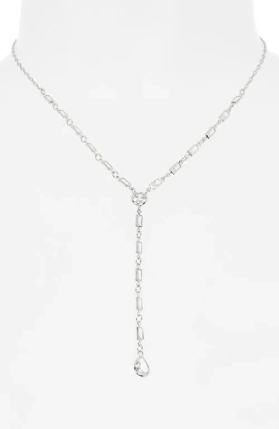 Nordstrom Rack Cubic Zirconia Y-necklace In Metallic