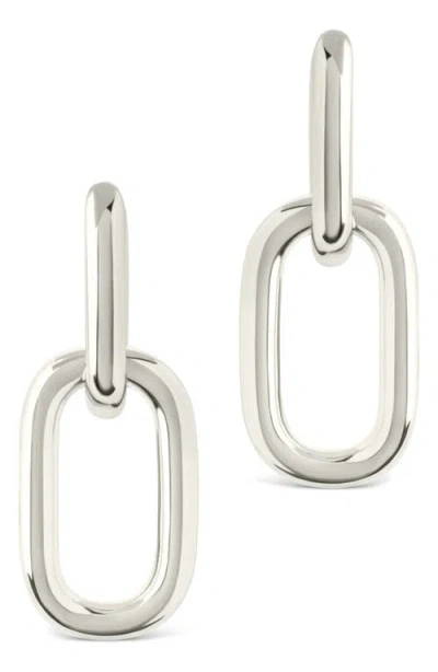 Sterling Forever Rima Oval Link Drop Huggie Hoop Earrings In Metallic