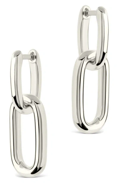 Sterling Forever Rima Oval Link Drop Huggie Hoop Earrings In Metallic