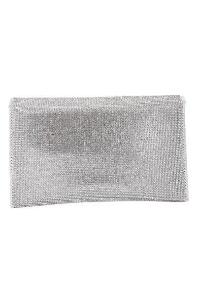 Berness Rhinestone Envelope Clutch In Silver