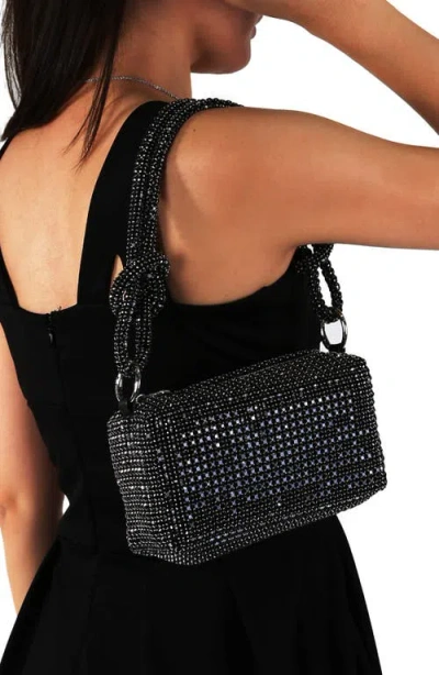 Berness Rhinestone Rectangular Shoulder Bag In Black