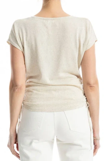 Max Studio Ruched Cap Sleeve Linen-blend Sweater In White