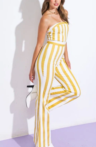 Flying Tomato Striped Strapless Jumpsuit In Multi