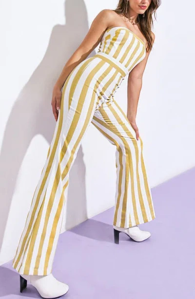 Flying Tomato Striped Strapless Jumpsuit In Multi