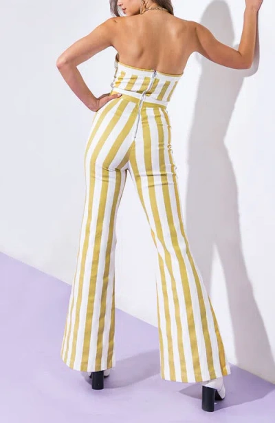 Flying Tomato Striped Strapless Jumpsuit In Multi