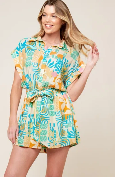 Flying Tomato Print Collared Romper In Multi