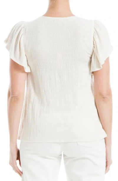 Max Studio Open Stitch Crinkle Top In Neutral