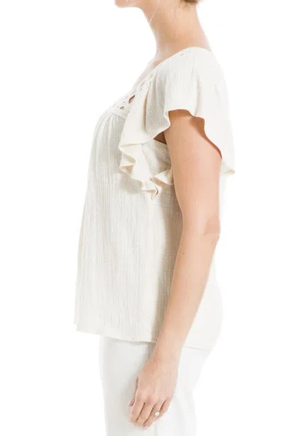 Max Studio Open Stitch Crinkle Top In Neutral