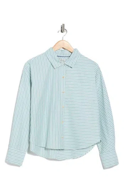Scotch & Soda Mixed Stripe Crop Button-up Shirt In Blue