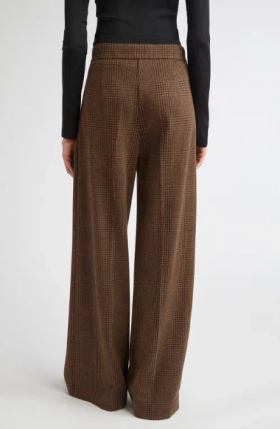 Max Mara Womens Chocolate Ponza Glen-plaid-print Cotton-blend Trousers In Brown