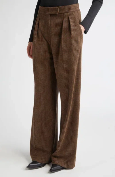 Max Mara Womens Chocolate Ponza Glen-plaid-print Cotton-blend Trousers In Brown