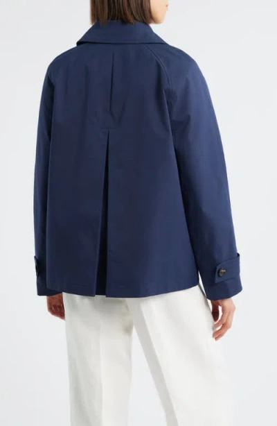 Michael Kors Short Double Breasted Raincoat In Blue