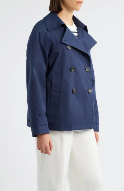 Michael Kors Short Double Breasted Raincoat In Blue