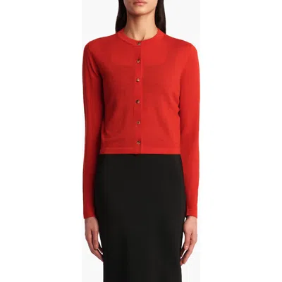 Khaite Brieta Merino Wool Blend Cardigan In Red