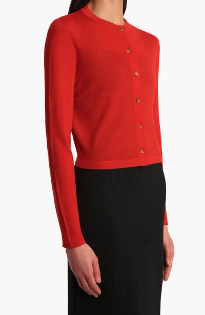 Khaite Brieta Merino Wool Blend Cardigan In Red
